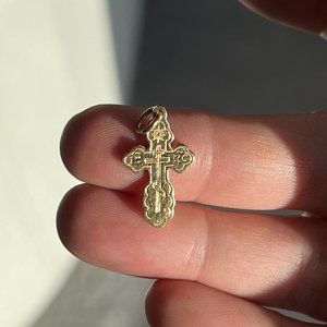 14k gold cross pendant charm